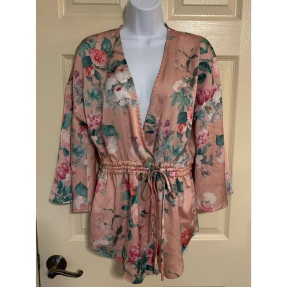 H&M Light Pink Floral Kimono Style Blouse - Picture 1 of 7